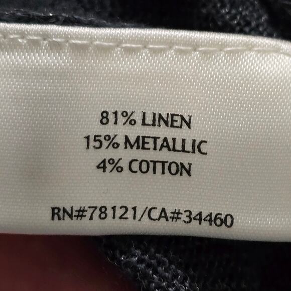 Eileen Fisher Linen and Metallic Waterfall Dark‎ Teal Cardigan Sweater Size XS - Picture 5 of 6